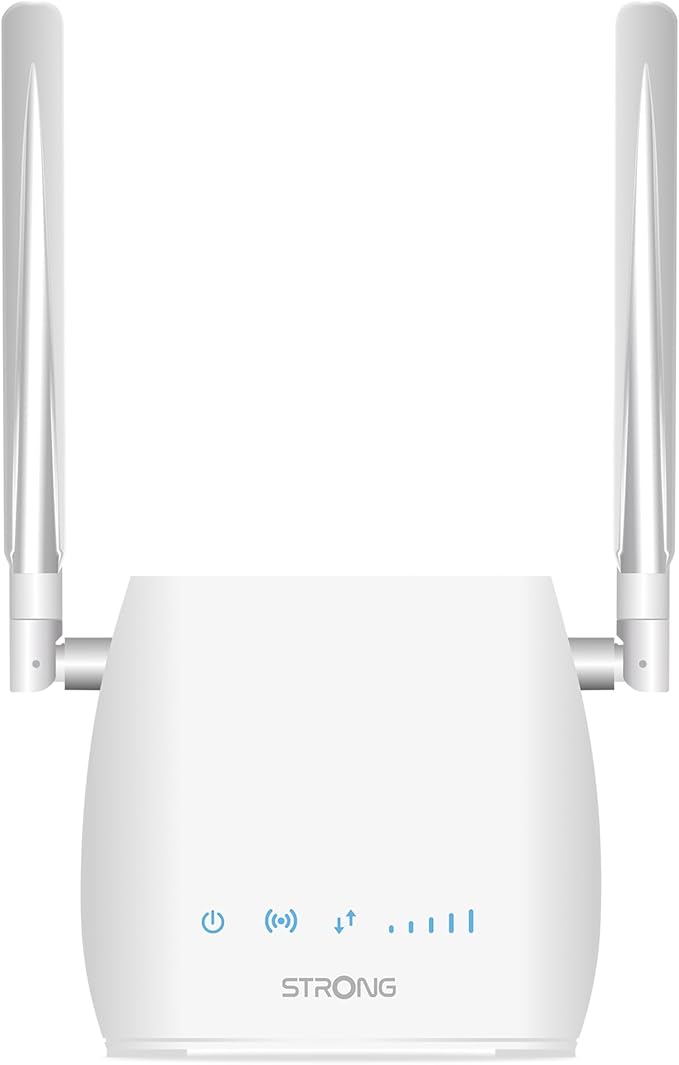 chollo STRONG - Router Wifi 4G LTE 300M - Hasta 150 Mbps 4G/300 Mbps Wifi - 1 Puerto RJ45 - Funciona con Todo Tipo de SIM - Uso Compartido de la Red Móvil - Antenas Desmontables - Fácil de Instalar - Blanco