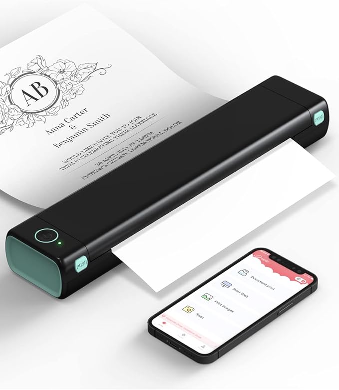 chollo Phomemo M08F Impresora Térmica Portátil, Compatible con Papel Térmico A4, Impresoras de Viaje Móviles Inalámbricas para Automóviles y Oficinas