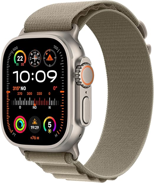 chollo Apple Watch Ultra 2 [GPS + Cellular] Smartwatch con Caja de Titanio Resistente de 49 mm y Correa Loop Alpine Verde Oliva - Talla S. Monitor de entreno, GPS de Alta precisión, Neutro en Carbono