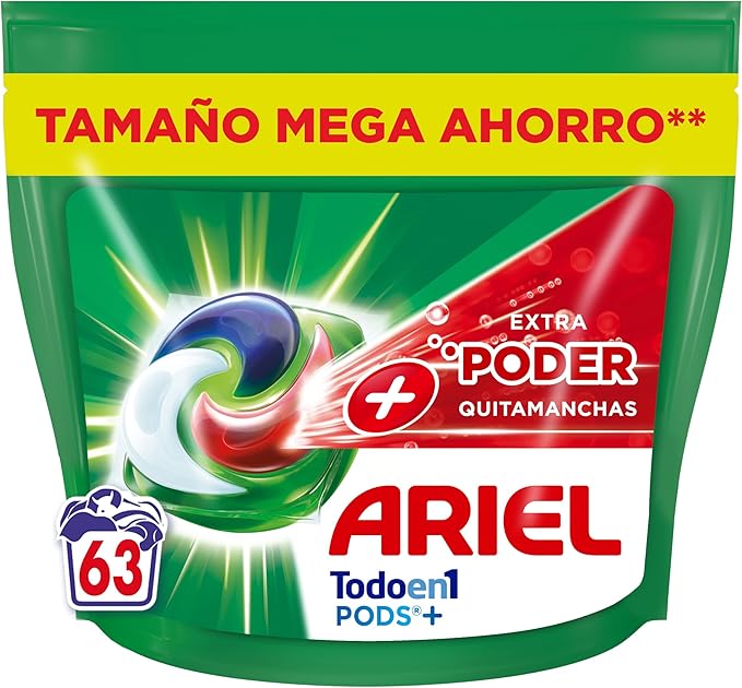 chollo Pack 3 de ARIEL PODS Todo en 1 Detergente Lavadora Líquido en Cápsulas/Pastillas, 63 Lavados x 3. Total 189 pastillas