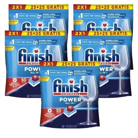 chollo FINISH Detergente lavavajillas a máquina todo en uno FINISH Power 25 - 250 pastillas total