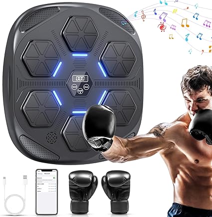 chollo HotHands - Máquina de Boxeo Musical, Equipo de Boxeo Electrónico Bluetooth portátil de Pared, 9 Modos de Velocidad, Entrenamiento de Pared, Altura de instalación Ajustable, con Guantes