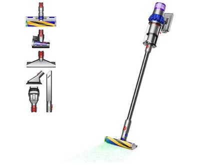 chollo Aspirador escoba - Dyson v15 Detect Fluffy, Potencia automática 240, Accesorio para Colchones y Tapicería, 60 min, Cepillo FluffyOptic, Níquel