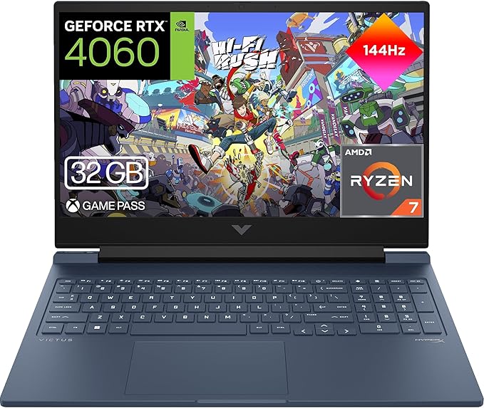 chollo HP Victus 16-s1003ns - Ordenador portátil Gaming de 16.1'' FHD (AMD Ryzen 7 8845HS, 32GB RAM, 1TB SSD, NVIDIA GeForce RTX 4060 8GB 120 TDP, FreeDOS) Blue - Teclado QWERTY Español