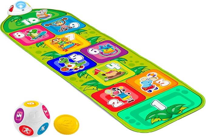 chollo Chicco Jump & Fit, Alfombra Musical para Niños Electrónica e Interactiva con Luces y Sonido para Jugar a la Rayuela, 2 Modos de Juego, 150 cm – Juguetes para Niños de 2 a 5 años