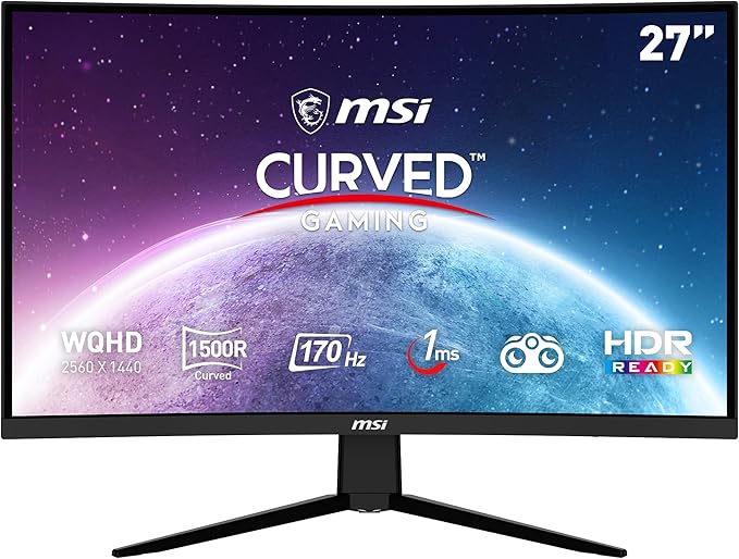 chollo MSI G273CQ - Monitor Curvo Gaming de 27'' WQHD (2560 x 1440) Panel VA, 170Hz / 1ms, AMD FreeSync Premium, HDR Ready, Curvatura 1500R, Color Negro